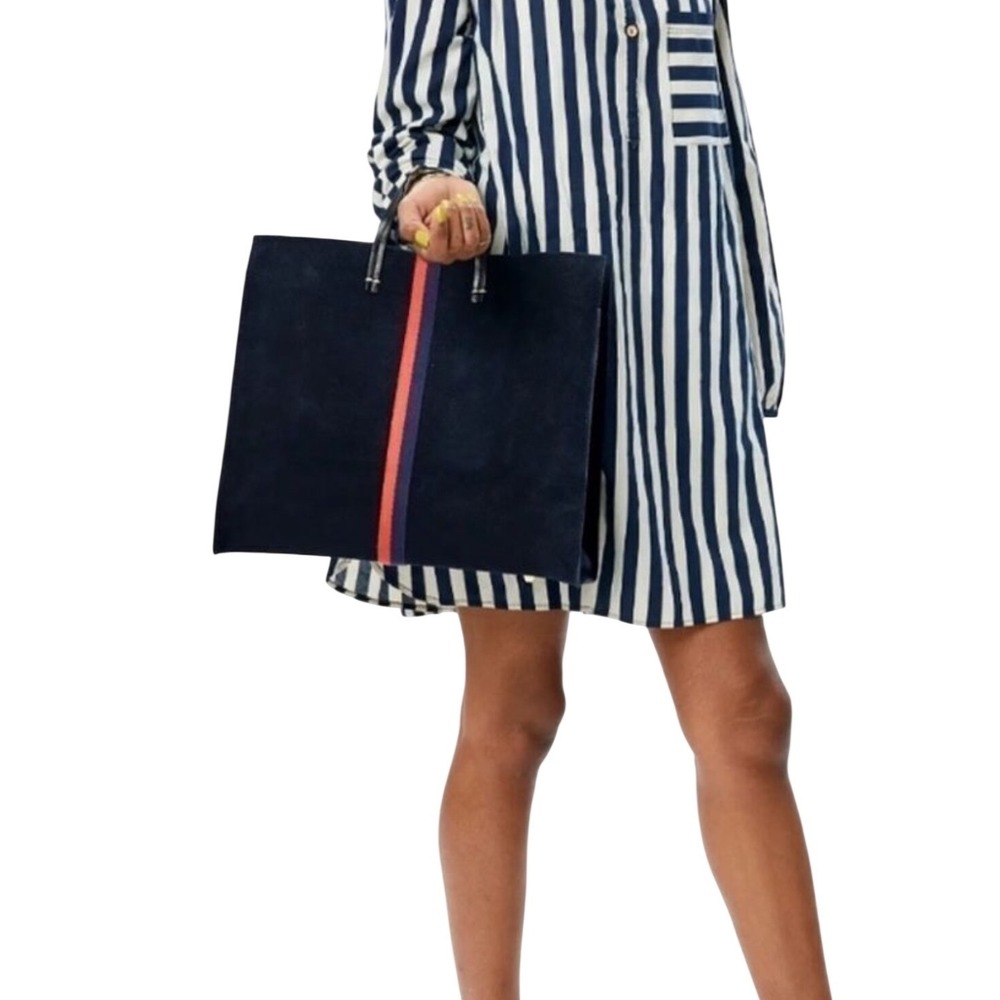 Clare V Simple Tote Navy Suede Leather Shoulder Bag EUC - Picture 6 of 7